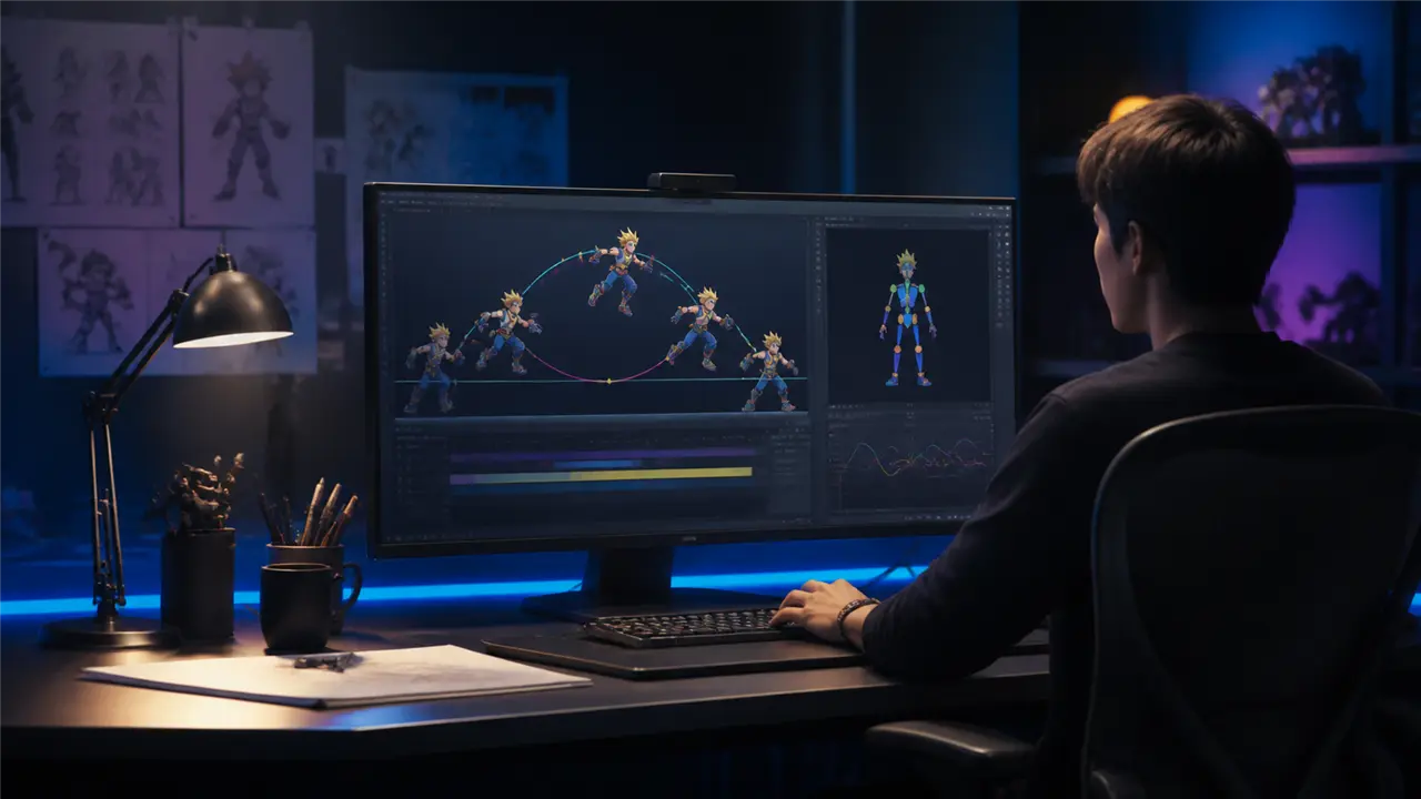 2D Character Animation Keyframes and Sprite Sequences for Custom Arcade Games