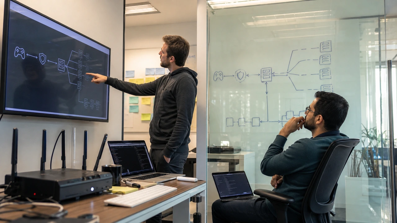 Backend engineers reviewing API gateway route topologies, token authentication filters, and rate limiting rules